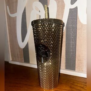 NEW Starbucks Gold Metallic Bling Studded Tumbler